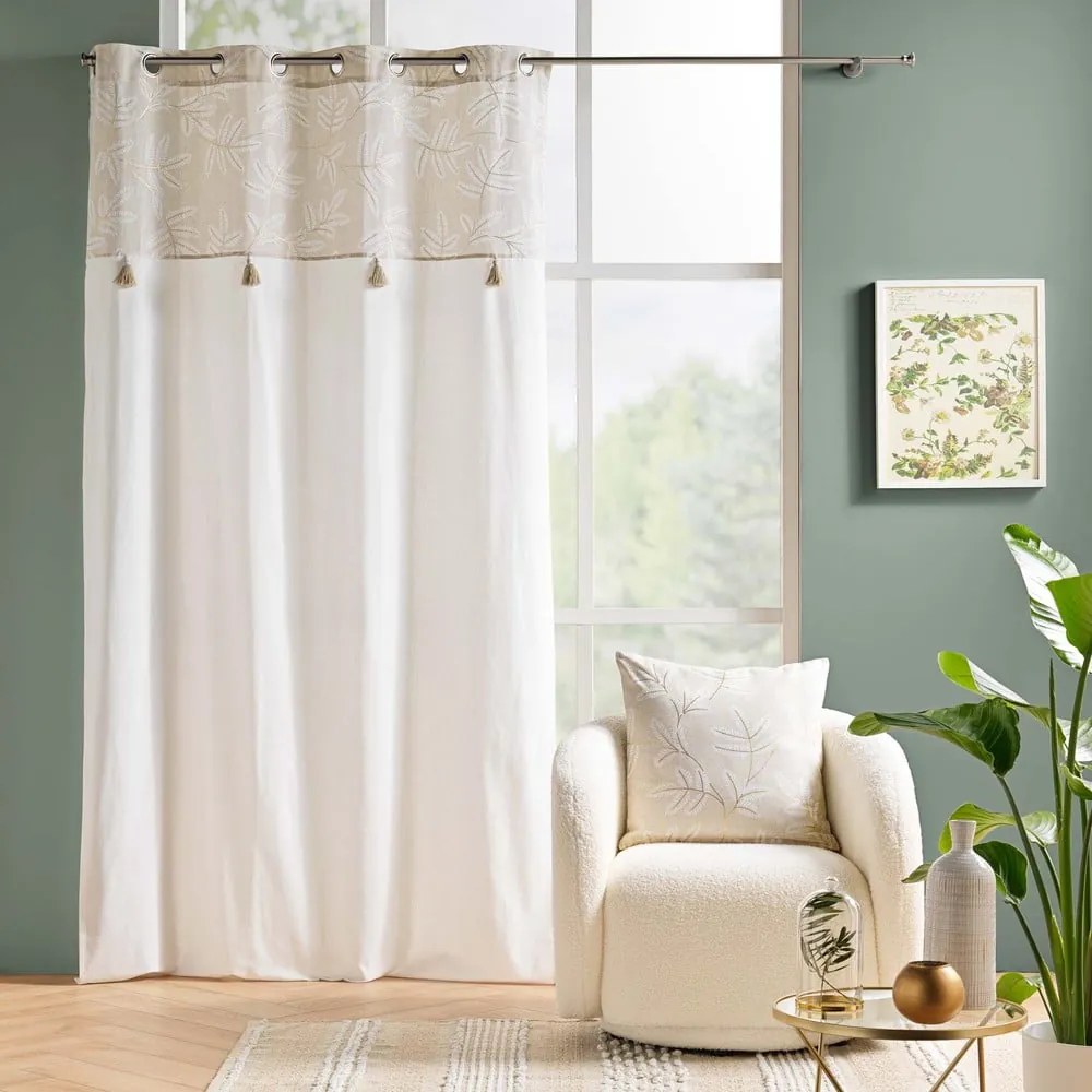 Бяло/бежово перде със смес от памук 140x240 cm Altea – douceur d'intérieur