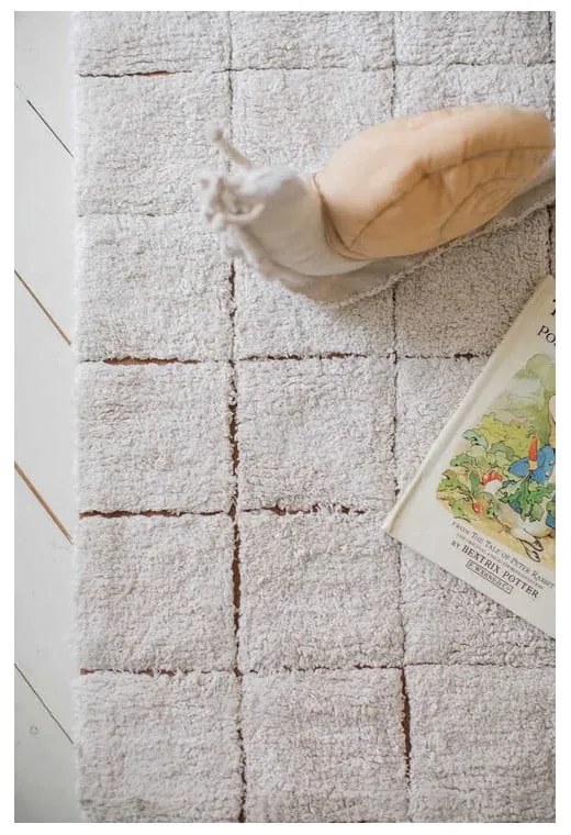 Кремав ръчно изработен памучен килим подходящ за пране 200x300 cm Mosaic – Lorena Canals