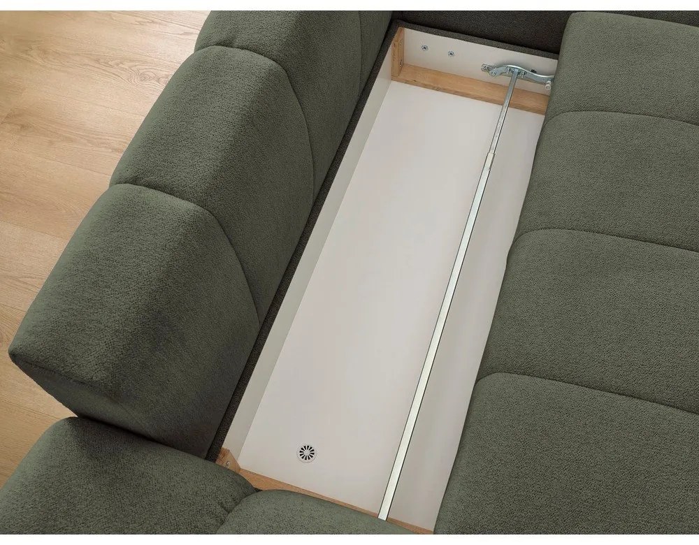 Зелен шенилов сгъваем/с място за съхранение ъглов диван (десен ъгъл) Everest – Bobochic Paris