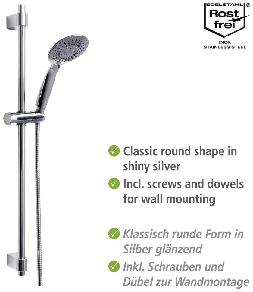 Душ комплект от неръждаема стомана в блестящо сребро 66 cm Young - Wenko