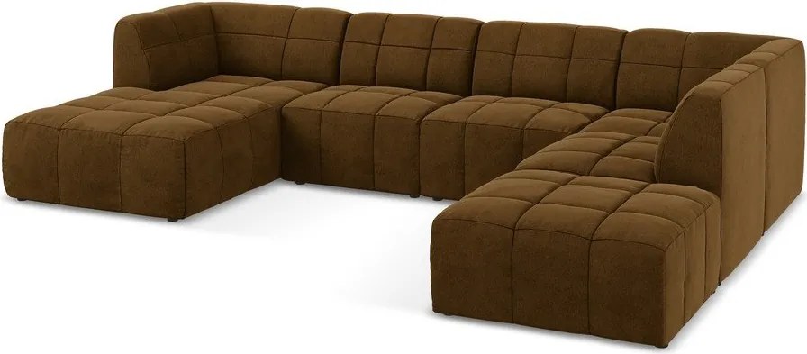 Кадифен ъглов диван в цвят горчица (U форма) Aloha – Makamii