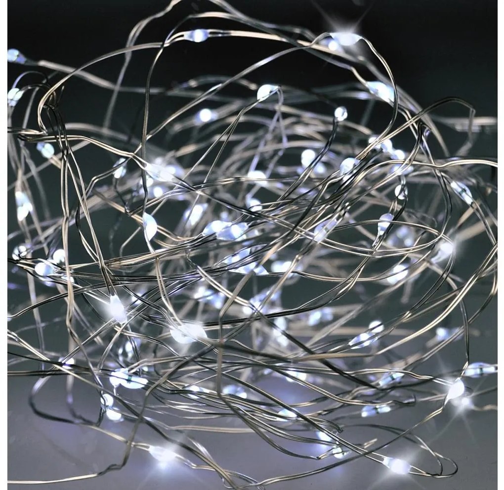 Brilagi - LED Коледни лампички 100xLED/3xAA 10m студено бяло