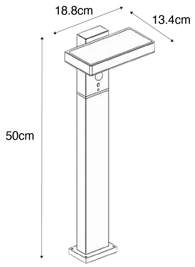 Външен стол тъмно сив 50 см с LED и солар - Sunnie