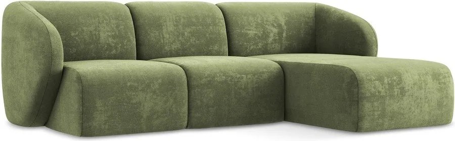 Зелен шенилов ъглов диван (десен ъгъл) Lani – Makamii