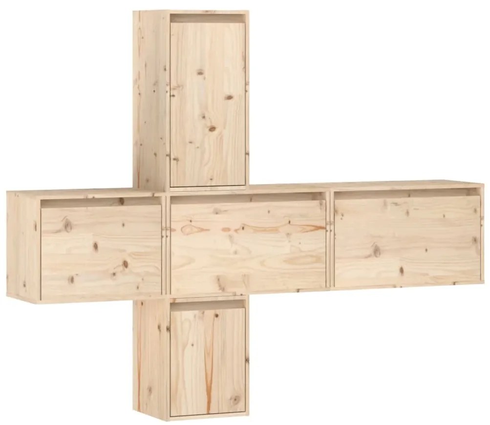 3100204 vidaXL ТВ шкафове, 5 бр, бор масив