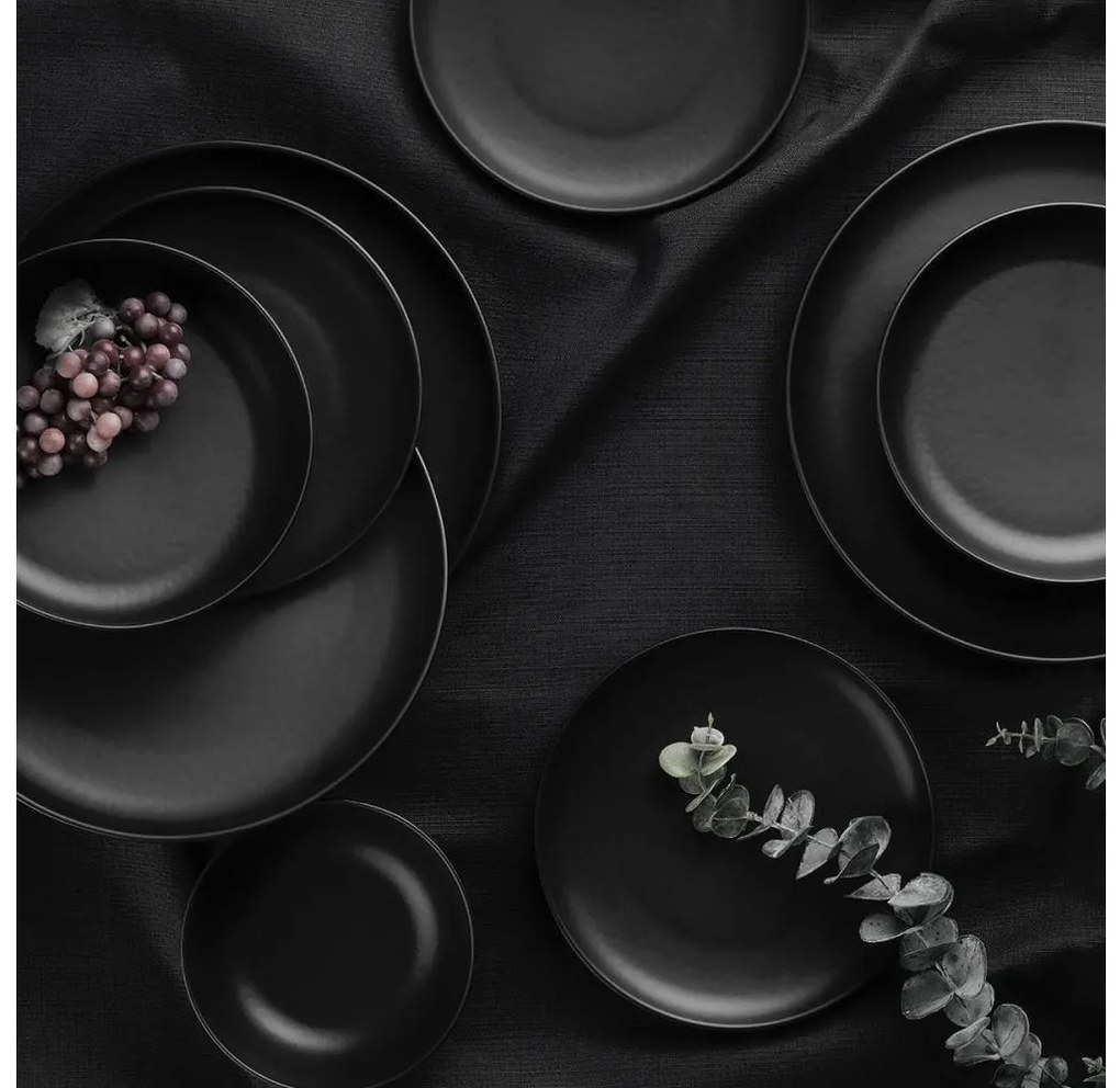 Комплект за хранене 24 части, черен/порцелан