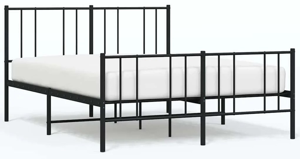 352495 vidaXL Метална рамка за легло с горна и долна табла, черна, 120x190 см