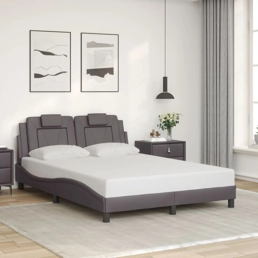 3208085 vidaXL Рамка за легло Viana без матрак, сива, 120x200 см, изкуствена кожа