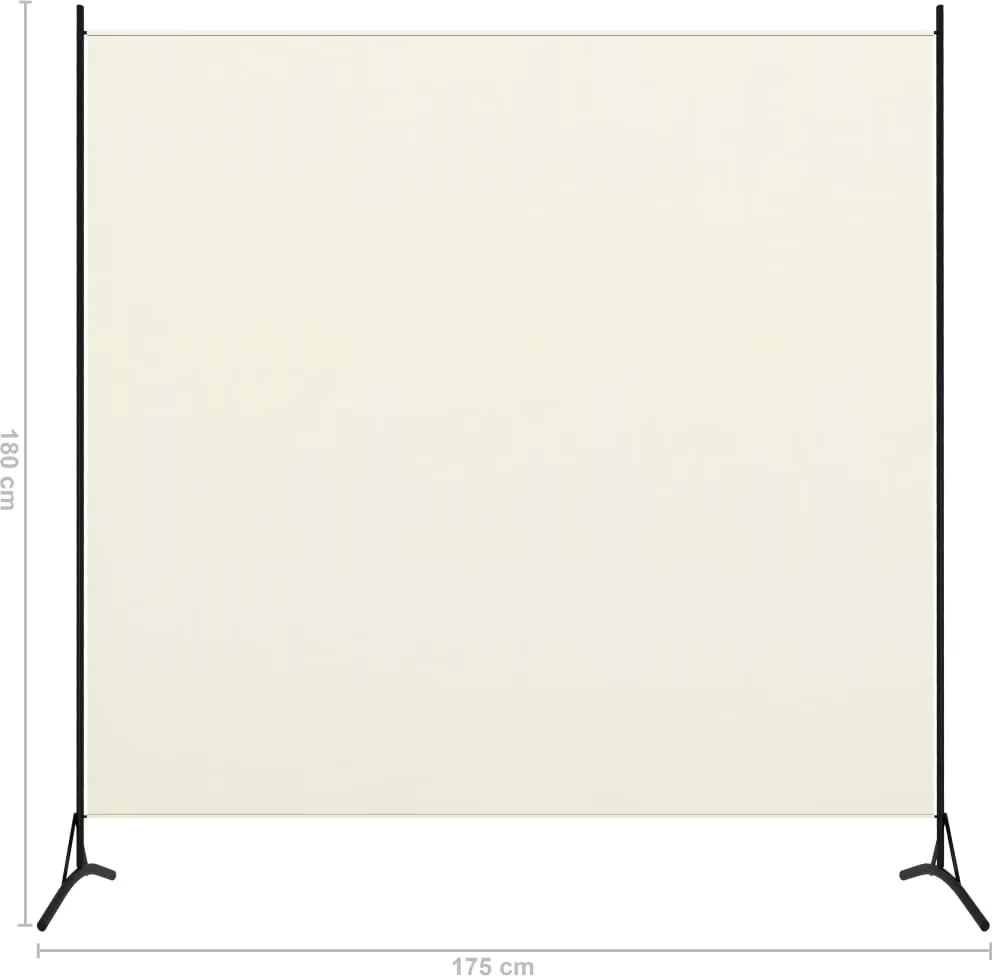 Параван за стая, 1 панел, кремавобял, 175x180 см