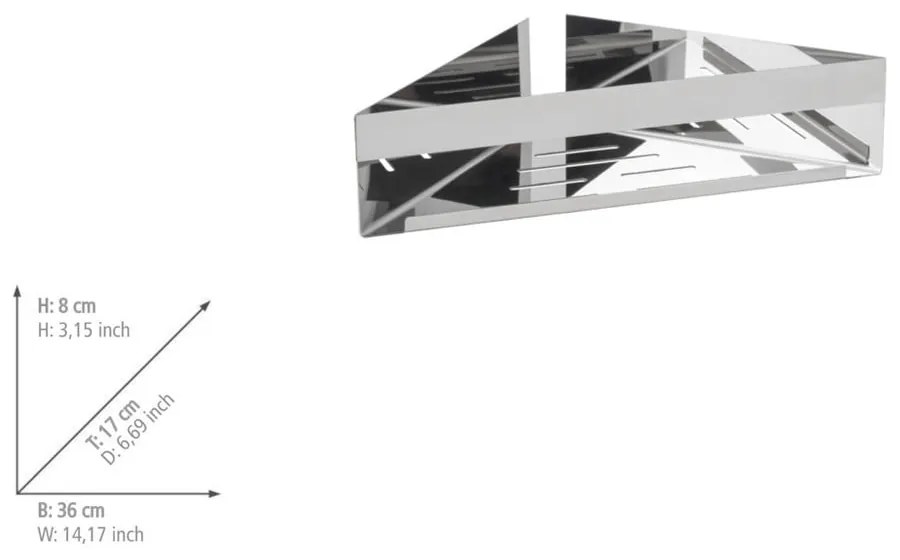 Ъглов самозалепващ рафт за баня от неръждаема стомана в лъскаво сребристо Genova – Wenko