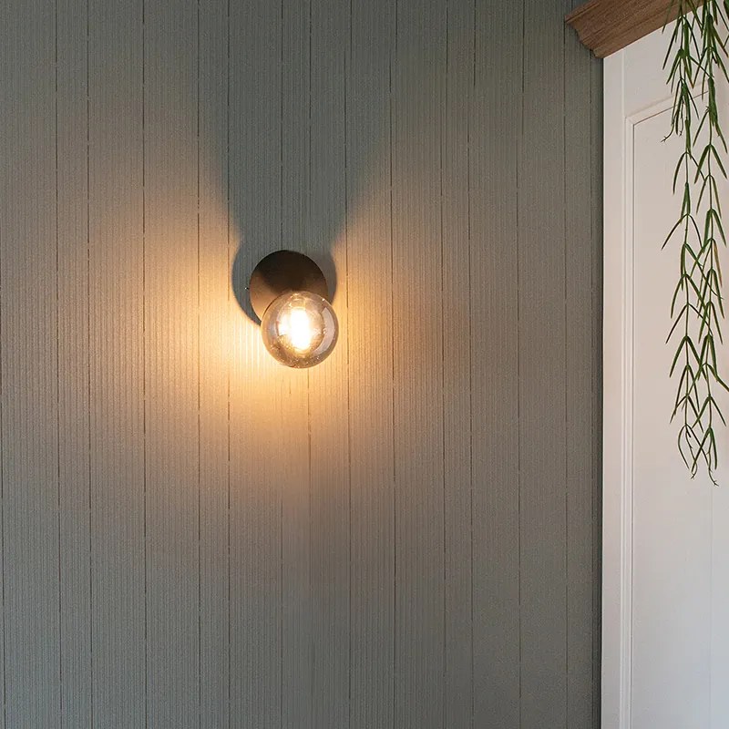 Ръстичен прожектор черен регулируем с опушено стъкло - Атина