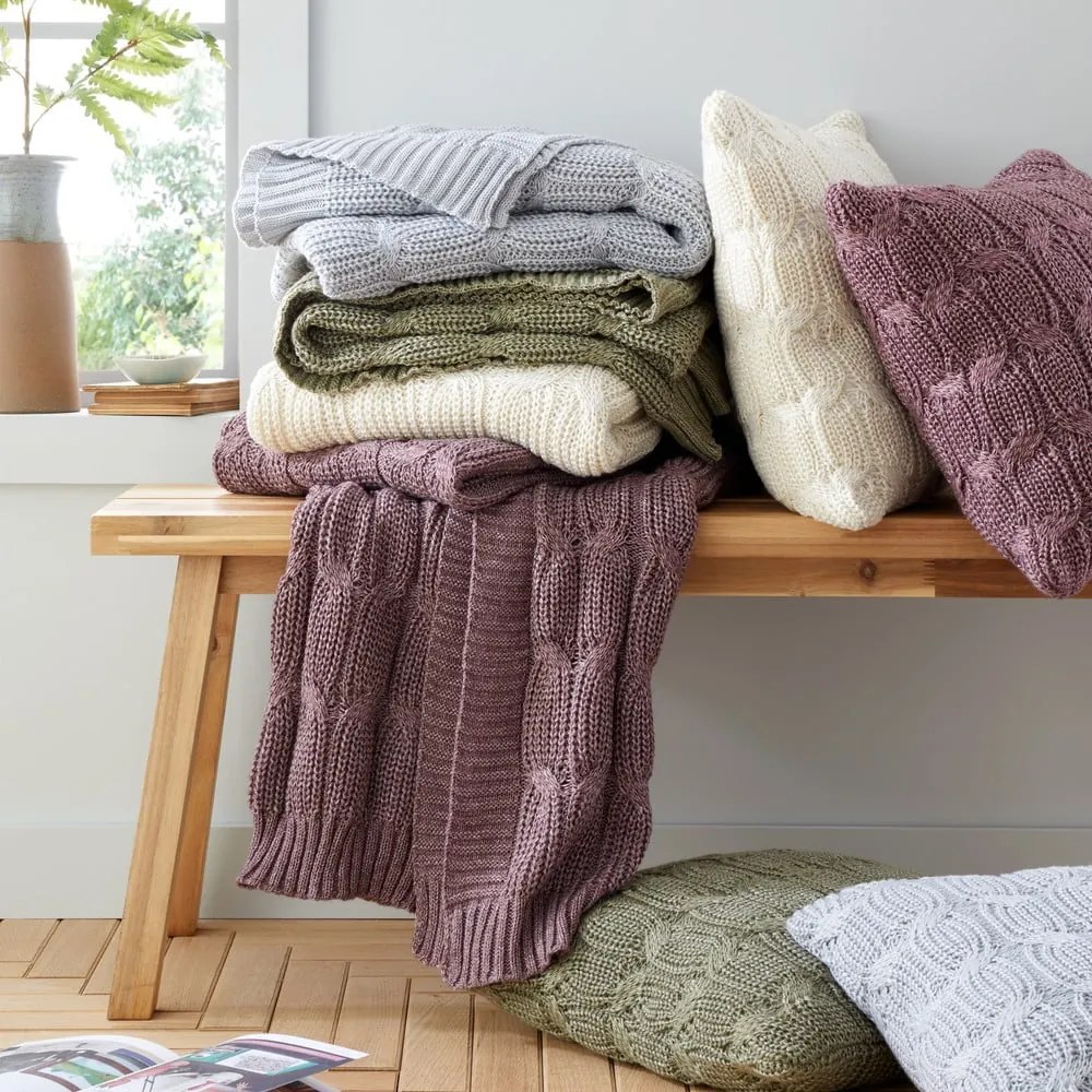 Розово-лилаво плетено одеяло 130x170 cm Chunky Marl Knit – Catherine Lansfield