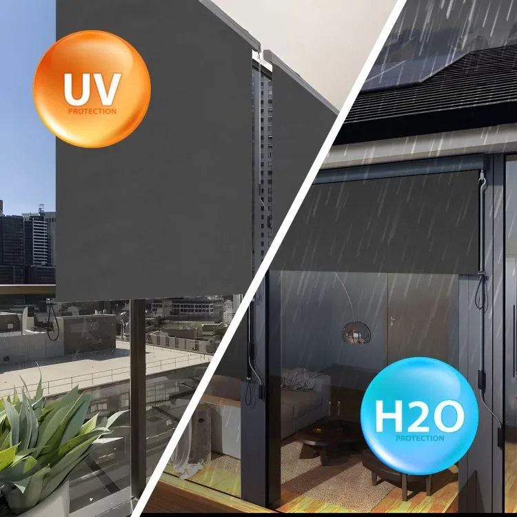 Вертикална тента за балкон 171 x 240 cm - засенчваща ролетна щора за балкон и тераса, сива