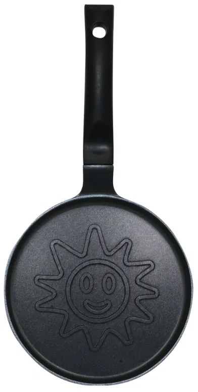 Тиган за палачинки Klausberg KB 7972, 18 см, Релефно дъно със слънце, Незалепващо покритие, Без PFOA, Индукция, Черен
