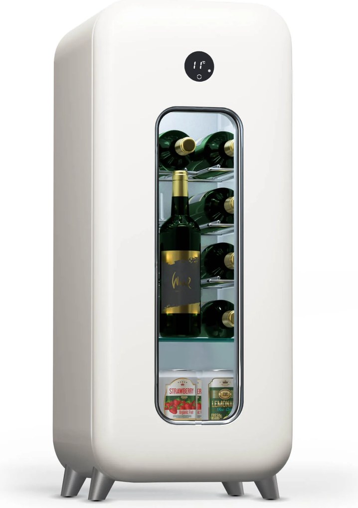 Klarstein Shirley 15 Uno, охладител за вино, 15 бутилки, 5 - 20 °C, сензорно управление, ретро