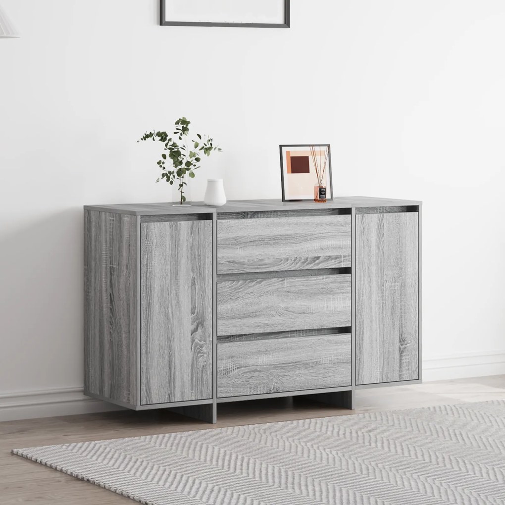 Sonata H Комод Сив Сонама 120x41x75 см Инженерна дървесина