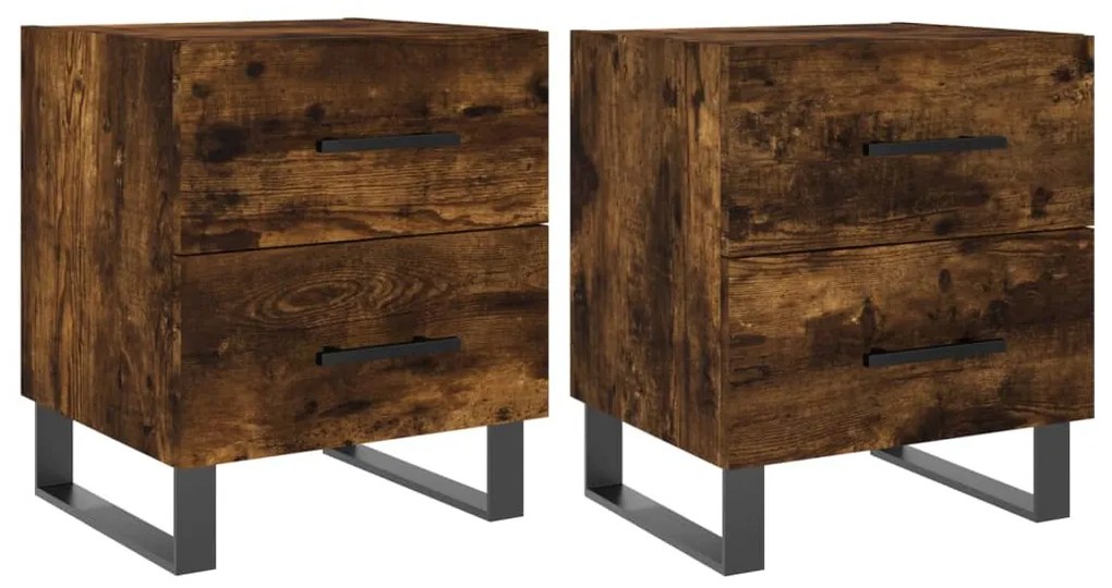 827367 vidaXL Нощни шкафчета 2 бр опушен дъб 40x35x47,5 см инженерно дърво