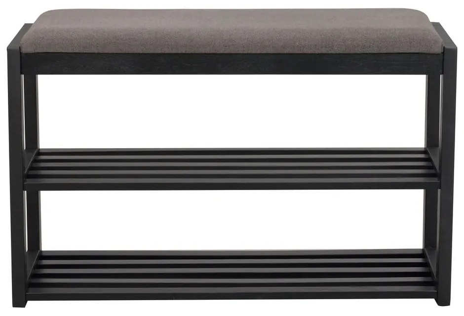 Черна стойка за обувки от масивен дъб за сядане Confetti – Rowico