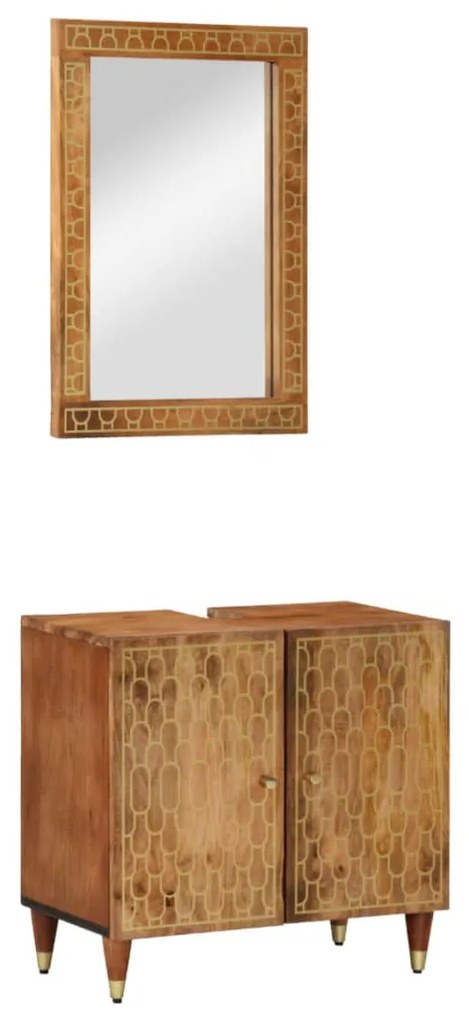 3206321 vidaXL Комплект мебели за баня, 2 части, масивна мангова дървесина