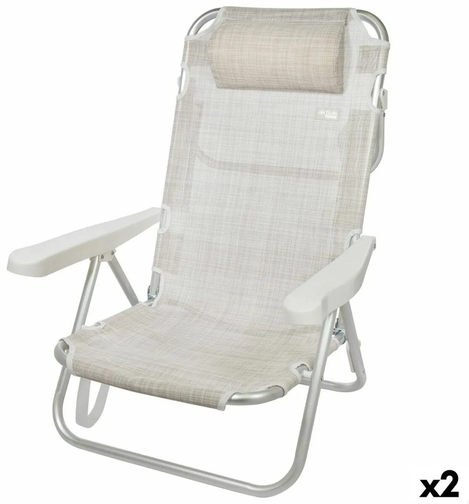 Сгъваем Стол с Подглавник Aktive Ibiza Бежов 48 x 84 x 46 cm (2 броя)