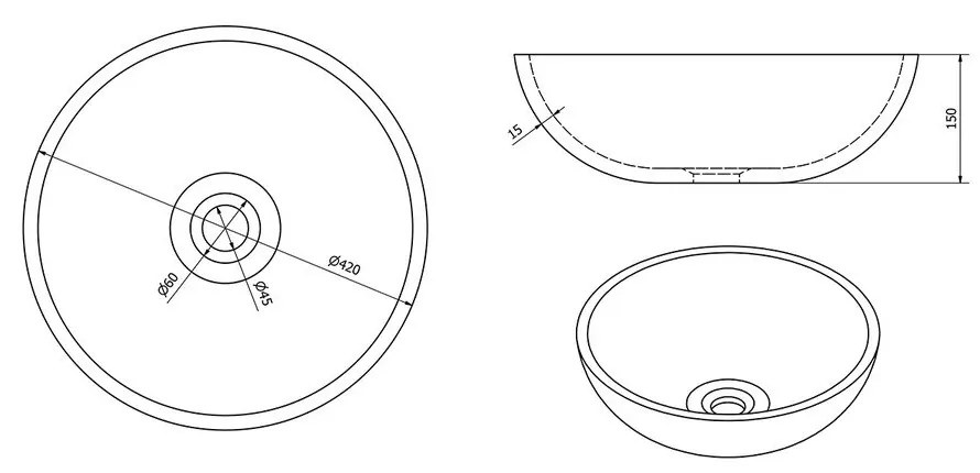 Зелена керамична кръгла мивка ø 42 cm Priori – Sapho