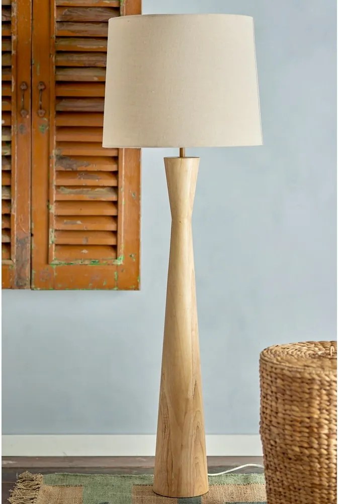 Бежова подова лампа с текстилен абажур (височина 130 cm) Leonor – Bloomingville