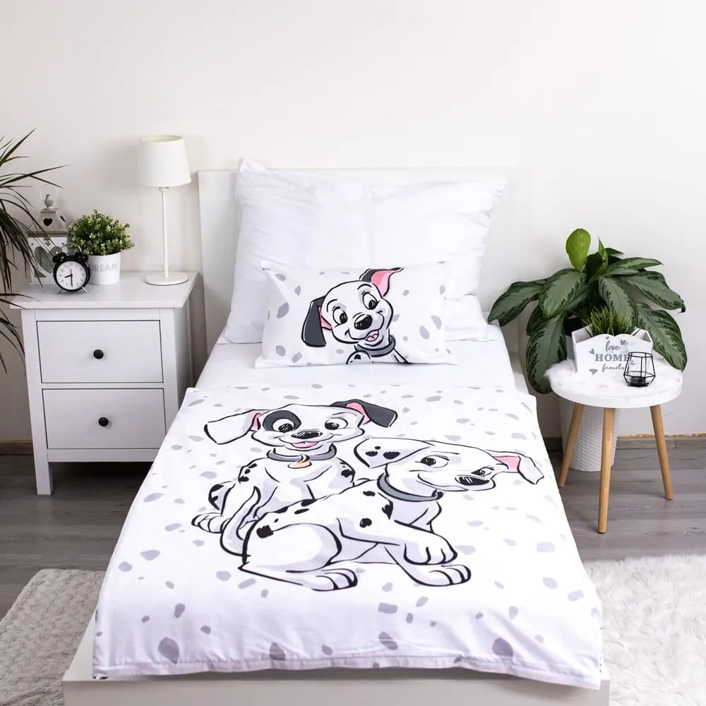 Бяло памучно детско спално бельо 100x135 cm 101 Dalmatians – Jerry Fabrics