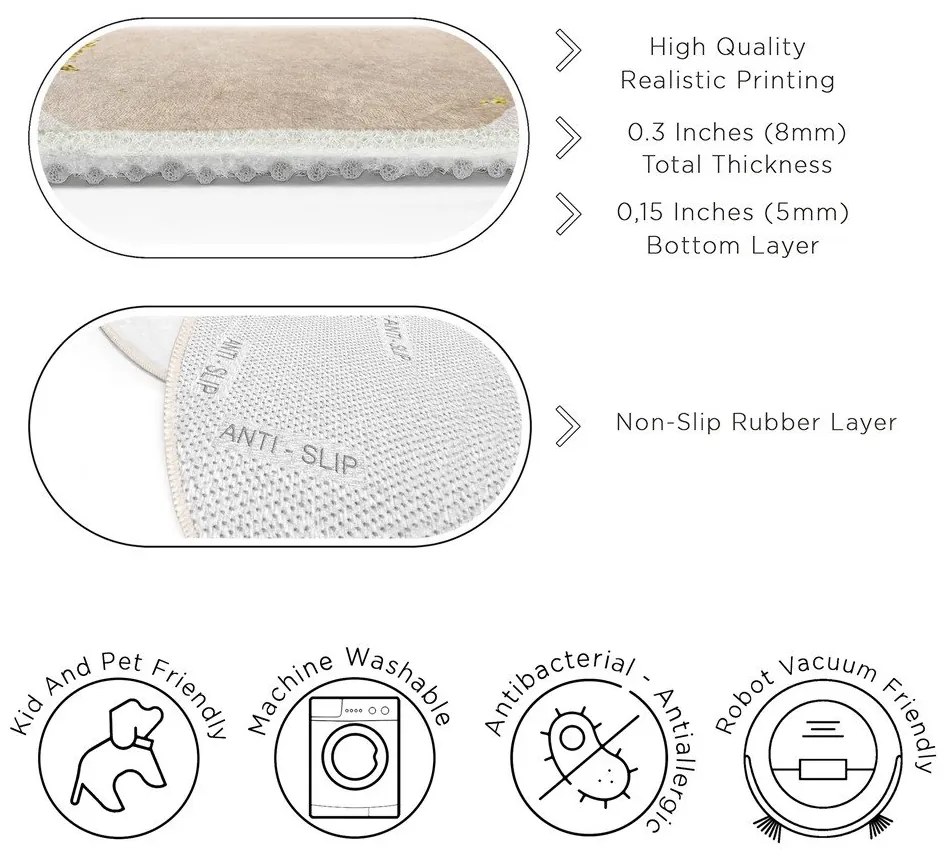 Синьо-бежов кръгъл килим подходящ за пране ø 120 cm Puddle – Mila Home