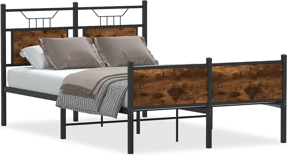 4106923 vidaXL Рамка за легло без матрак опушен дъб 120x190 см инженерно дърво