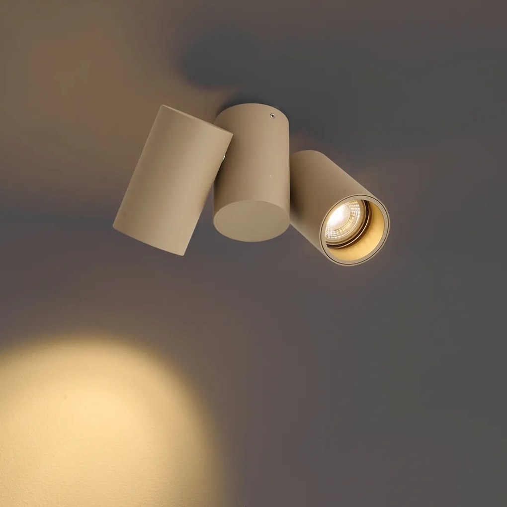 Moderne plafondspot taupe 2-lichts kantelbaar - Michael