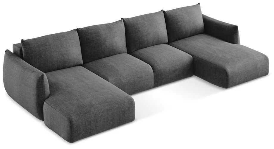 Тъмносив сгъваем ъглов диван (U форма) Leila – Makamii