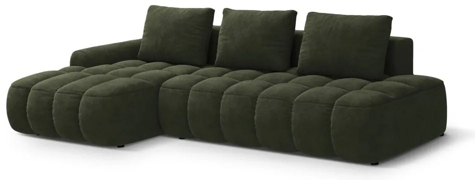 Зелен кадифен сгъваем/с място за съхранение ъглов диван (ляв ъгъл) Linz – Cosmopolitan Design