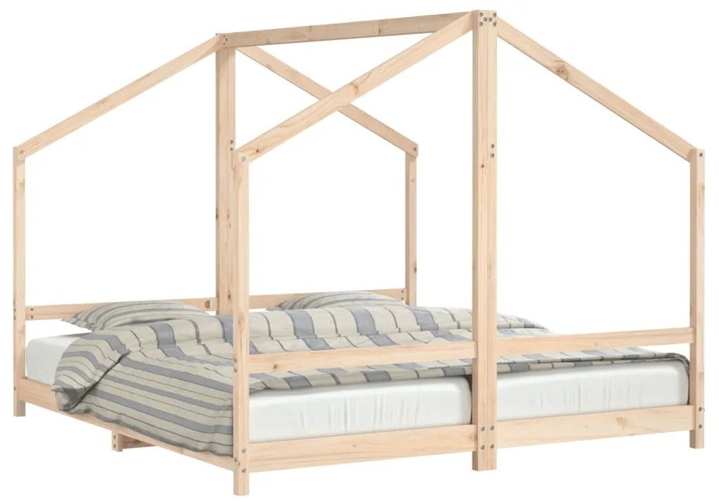 3200589 vidaXL Рамка за детско легло 2x(90x200) см масивна борова дървесина