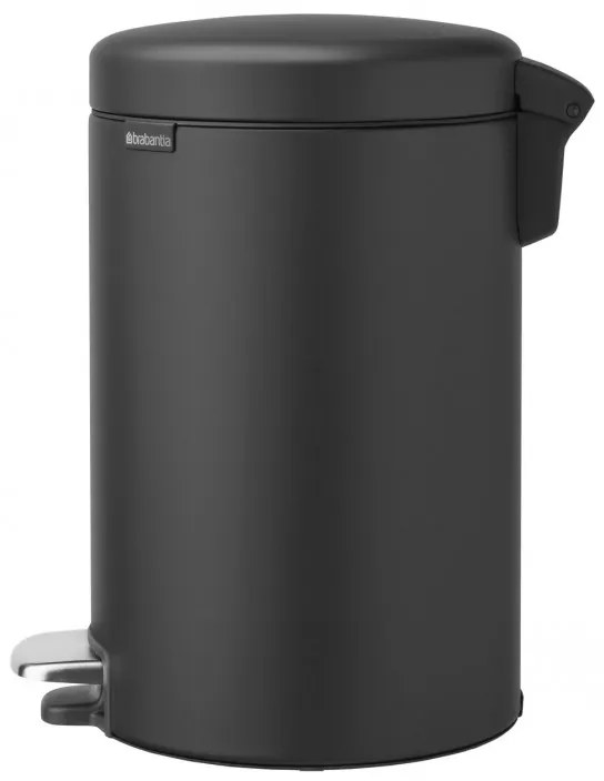 Кош за боклук с педал Brabantia NewIcon 649741, 12 л, Плавно затваряне, Противоплъзгаща основа, Минерално покритие, Тъмносив