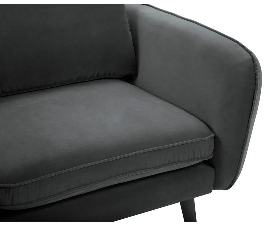 Тъмно сиво кадифено кресло с черни крака Lento - Kooko Home