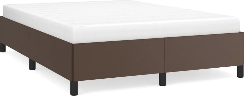 347248 vidaXL Рамка за легло, кафява, 140x190 см изкуствена кожа