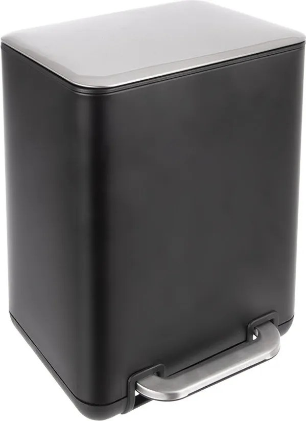 Черно кошче за боклук с педал от неръждаема стомана 6 l Black – Orion