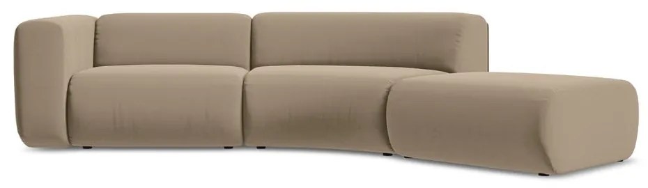 Бежов кадифен шезлонг (десен ъгъл) Ekahi – Makamii