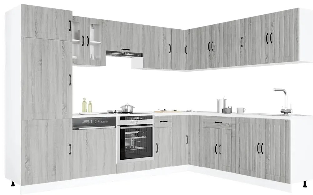 3314987 vidaXL Комплект кухненски шкафове от 14 части Lucca, инженерно дърво