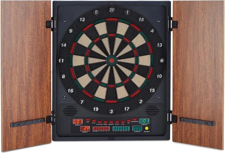 KLARFIT Dartmaster 180, кафяв, дартс, автомат за дартс, мек връх, врата