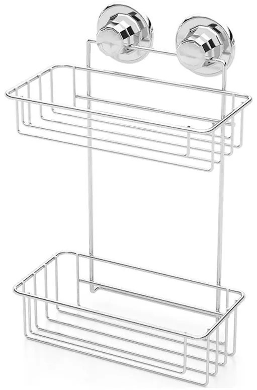 Етажерка за баня на две нива TEKNO TEL TR DM 256, 25х15х38 см, Вакуум, Сребрист