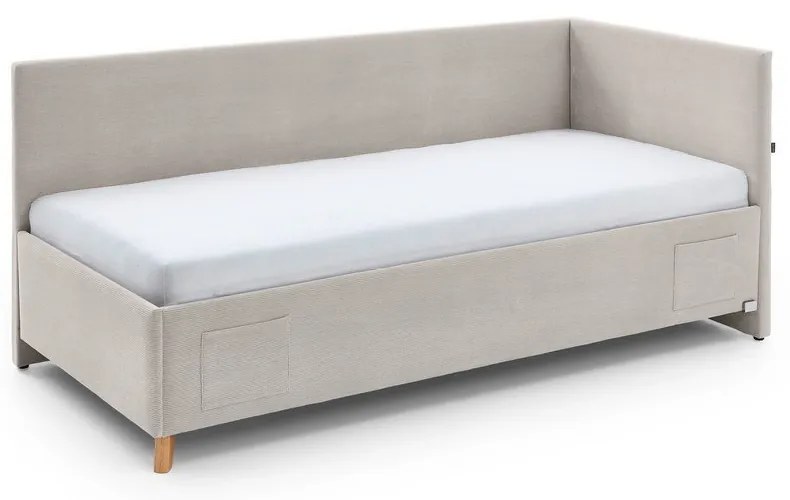 Бежово тапицирано ъглово детско легло 90x200 cm без ламелно дъно Cool – Meise Möbel