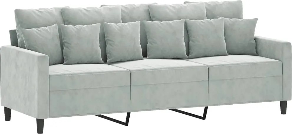 359313 vidaXL 3-местен диван, светлосив, 180 см, кадифе
