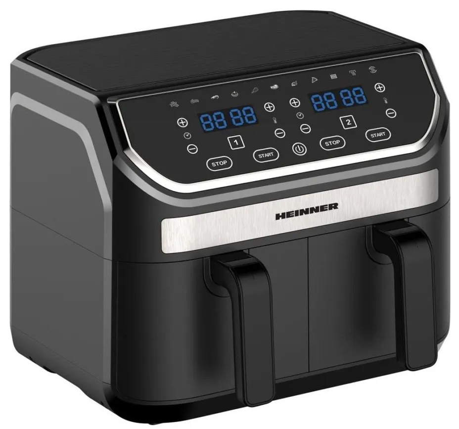 Heinner HAF-KDB1700BK - Двукамерна въздушна фритюрница 8,5 л 1700 W/230 V черна
