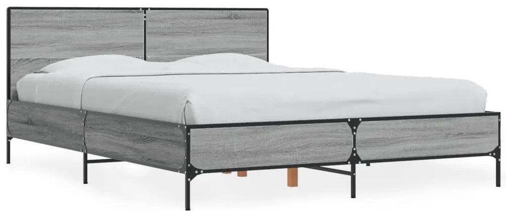 3280000 vidaXL Рамка за легло, сив сонома, 140x200 см, инженерно дърво и метал