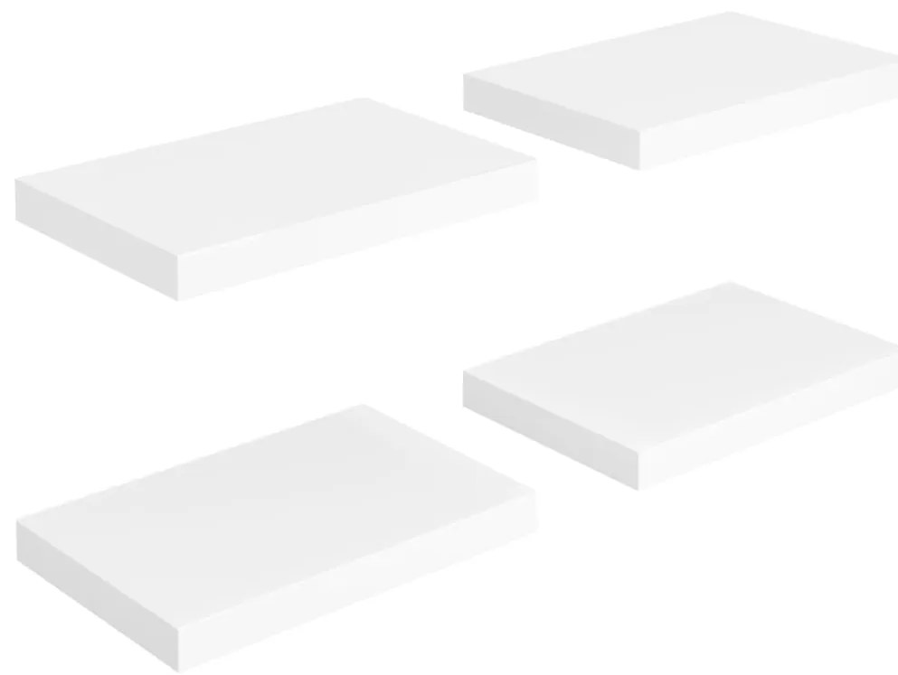 323807 vidaXL Окачени стенни рафтове, 4 бр, бели, 40x23x3,8 см, МДФ