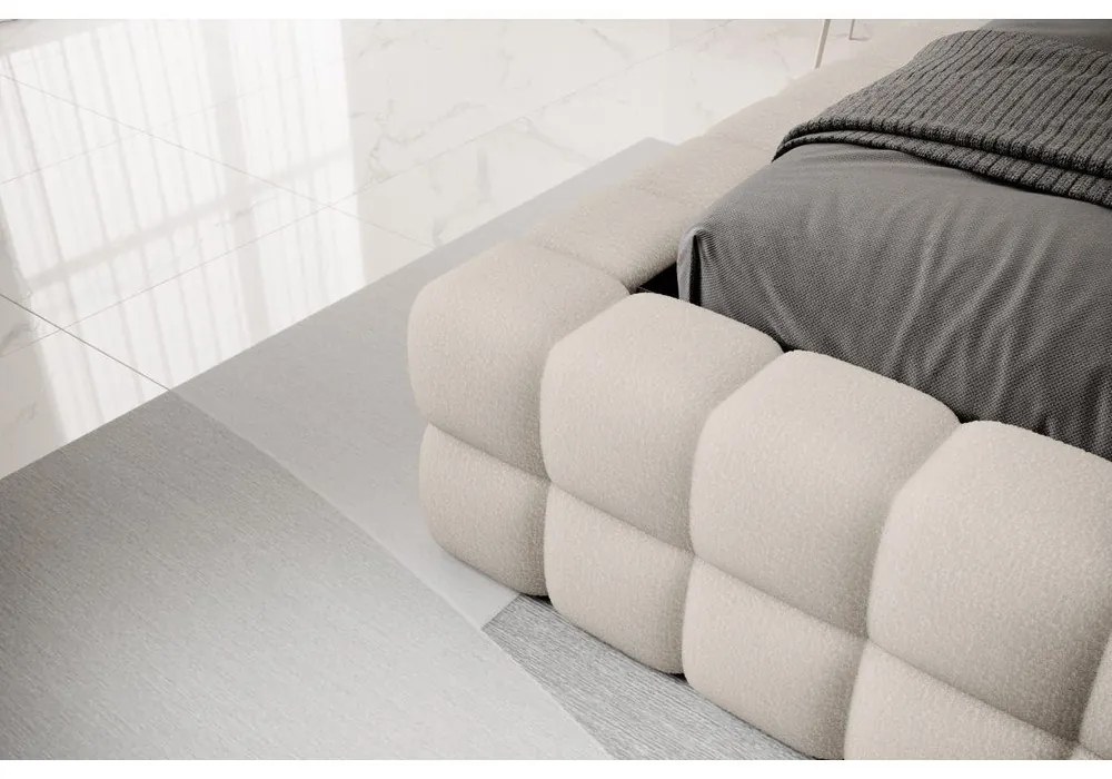 Бежово тапицирано двойно легло с място за съхранение и включена подматрачна рамка 180x200 cm Dizzle – ELTAP