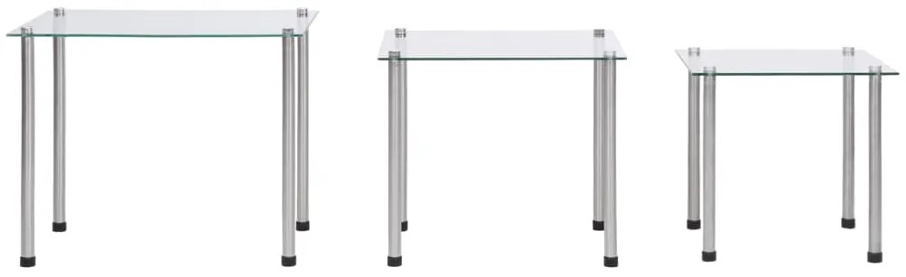 249528 vidaXL Стифиращи маси, 3 бр, прозрачни, закалено стъкло