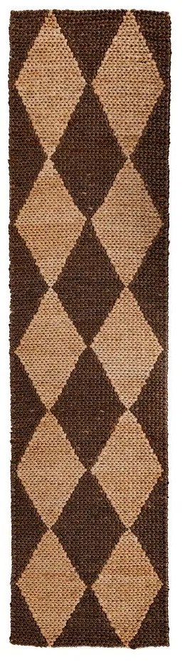 Кафява/естествена ръчно изработена пътека със смес от юта 80x230 cm Effie Diamond – Flair Rugs