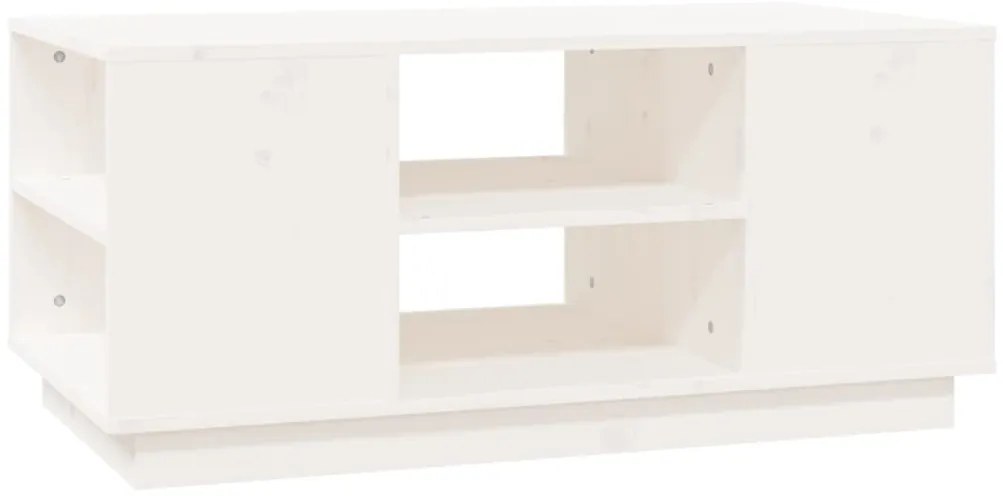 814400 vidaXL Кафе маса, бяла, 90x49x40,5 см, борово дърво масив